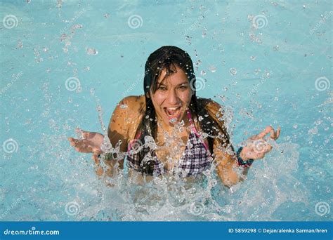 Girl Splashing At Waterpark Stock Photography CartoonDealer Com