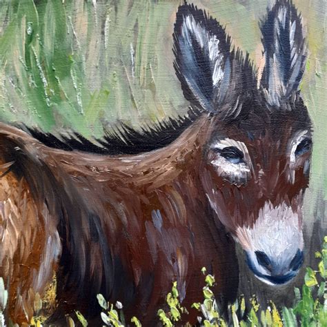 Donkey Painting On Canvas Farm Animal Art Original Oil Etsy
