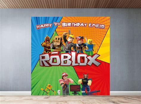 Roblox Birthday Backdroproblox Birthday Bannerroblox Etsy