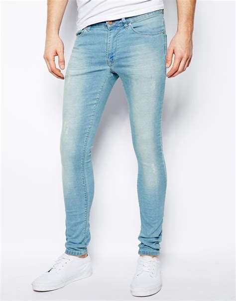 Lyst Asos Extreme Super Skinny Jean In Light Wash In Blue For Men