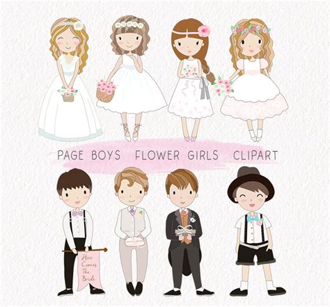 Page Boys Flower Girls Clipart Instant Download Png File 300 Etsy