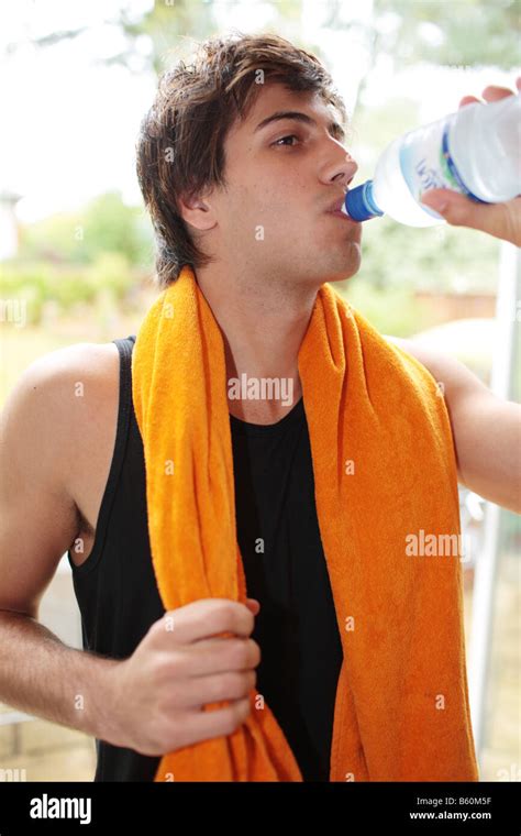 Healthy Young Man Drinking Water Model Released Stock Photo Alamy