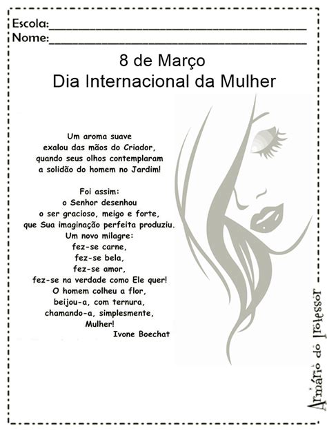 Plano De Aula Dia Internacional Da Mulher Com Atividades