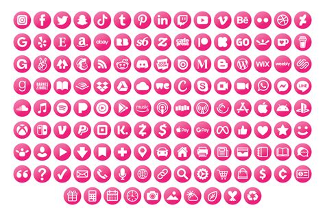 Pink Circle Social Media Icons Set By Running With Foxes Thehungryjpeg