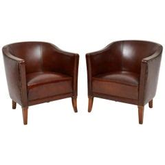 The elixir leather armchair invites you to sit down and relax in elegant, modern style. Quality Pair of Antique Leather Club Armchairs at 1stdibs