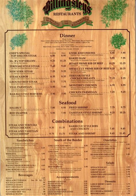 Our menu dinner menu served daily 4:00 pm to 11:00 pm download pdf menu appetizers tuna poke ahi tuna, soy citrus, sesame, avocado, cucumber, togarashi chips*. Billingsleys, Pico west LA, Killer prime rib | Restaurant Menus | Pinterest | Ribs and Prime rib