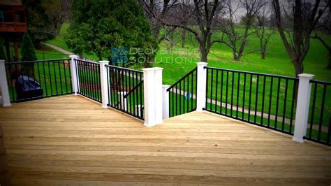 Works great with posts cut to the inside or outside of the framing. Treated Deck with Black Westbury Railing and White Posts | Deck and Drive Solutions - Iowa Deck ...