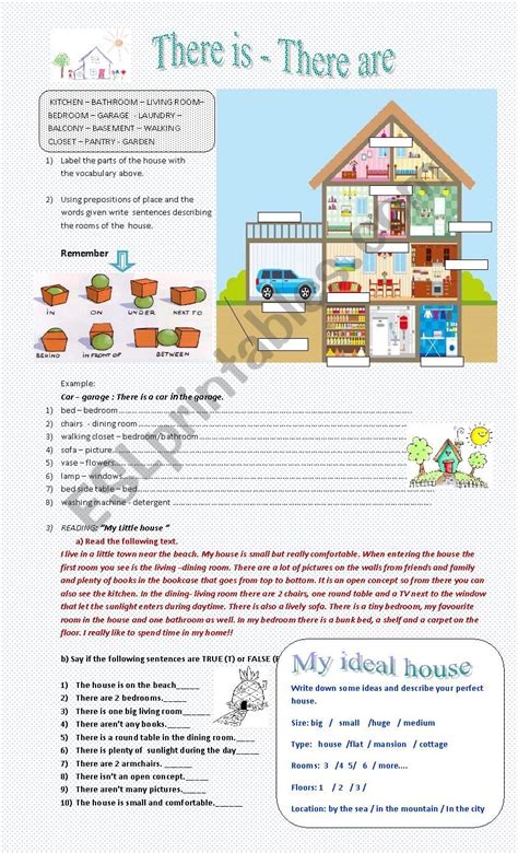 Parts Of House There Isthere Are Esl Worksheet By Carireguilleau