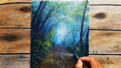 The Misty Forest Pathwayacrylic Landscape Painting Timelapse Youtube
