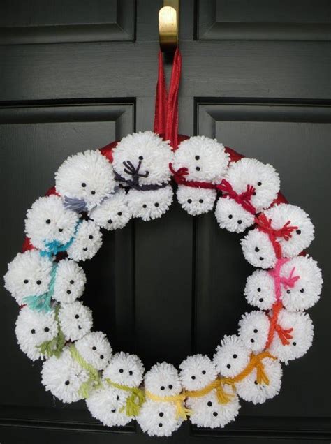 18 Pom Pom Snowman Winter Wreath Christmas Wreaths Diy Christmas