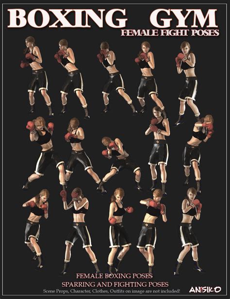 Boxing Gym Female Fight Poses Daz 3d