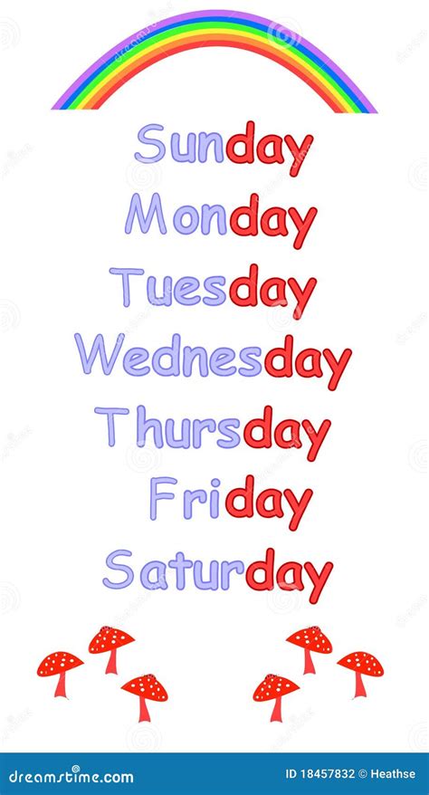 Preschool Days Of The Week Chart