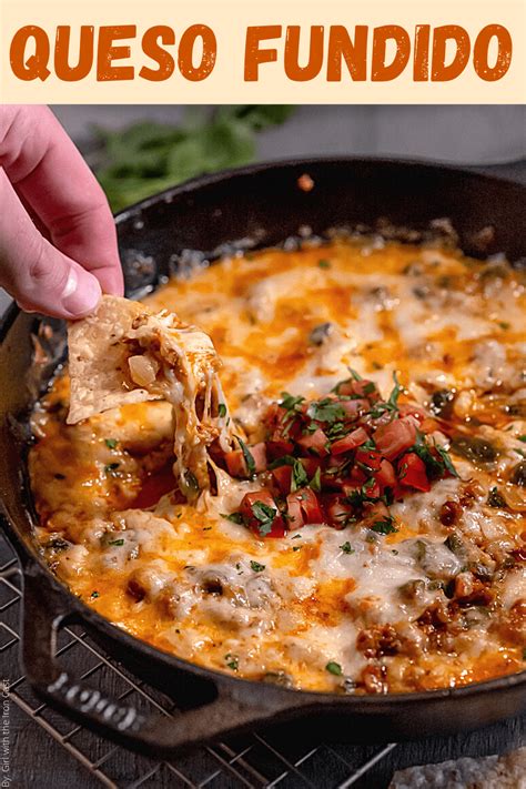 this cast iron skillet queso fundido with oaxaca cheese monterey jack roasted poblano pepper