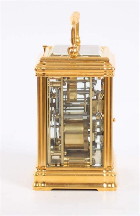 A Fine French Gilt Brass Gorge Case Repeating Alarm Carriage Clock
