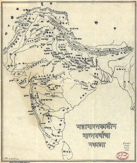 Map Of India In The Age Of The Mahabharata