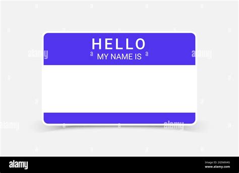 Name Tag Hello Sticker Badge My Nametag Label Vector Hello Card Introduction Blank Sign Stock