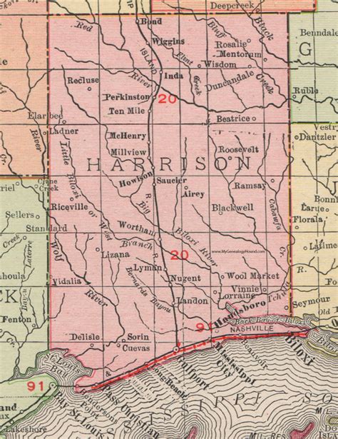 Harrison County Mississippi 1911 Map Rand Mcnally Biloxi Gulfport