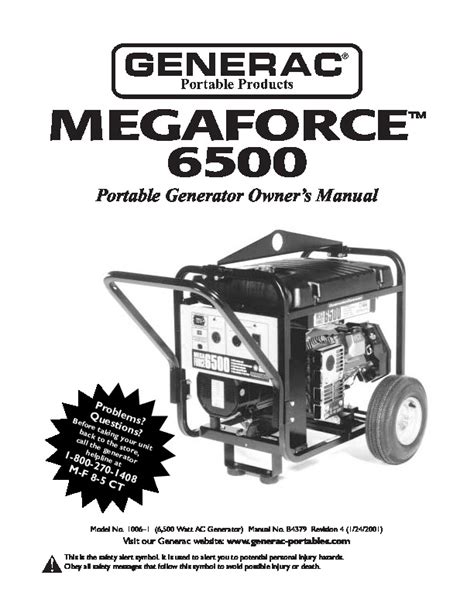 Generac Megeforce 6500 Generator Owners Manual