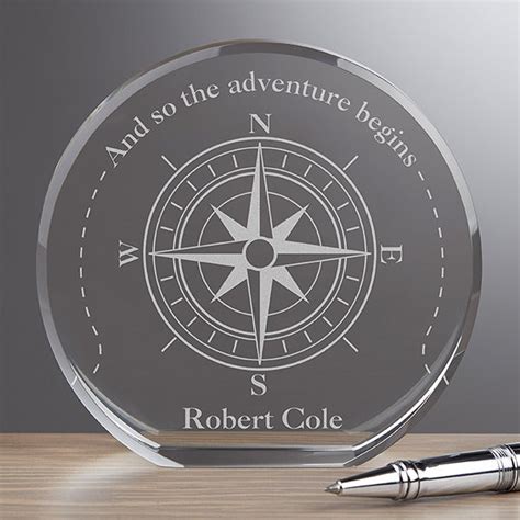 Personalized Premium Crystal Award Compass Inspired Small