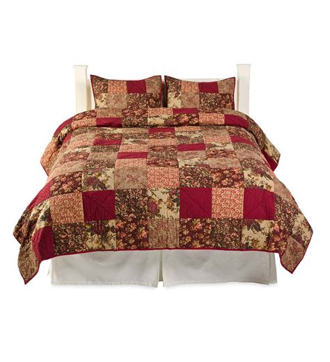 Cranberry Floral Patchwork Quilt Set Plow And Hearth