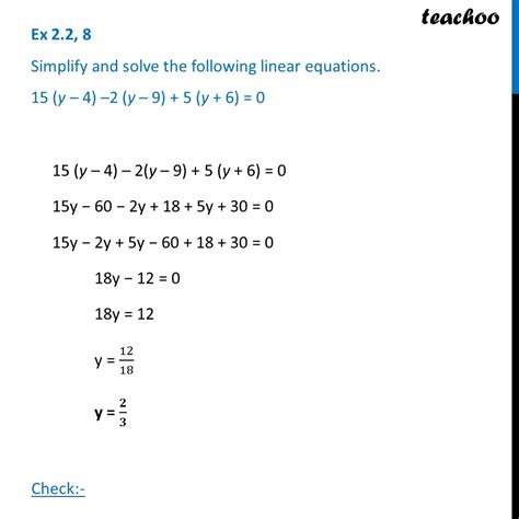 ex 2 2 8 simplify and solve 15 y 4 2 y 9 5 y 6 0