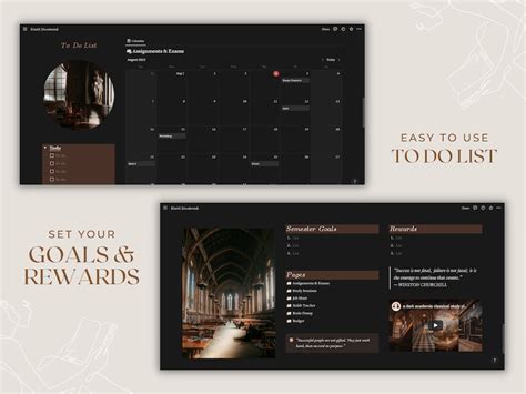 Dark Academia Student Notion Template Planner Digital Etsy Canada