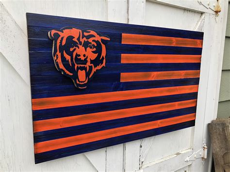 Chicago Bears Flag Wooden Flag 305 X 19 9000 Free Shipping