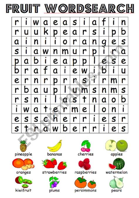 Vegetables That Are Fruit Word Search Free Printable Templates