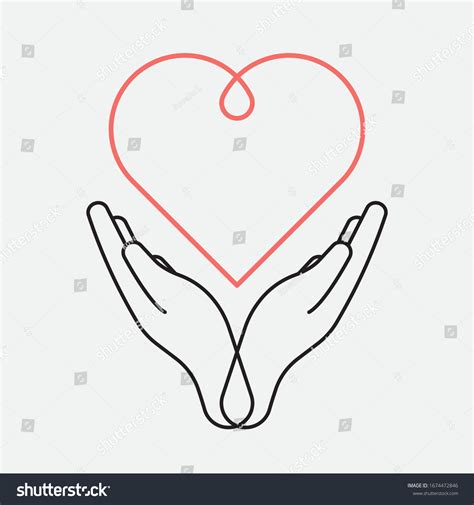 Human Hands Holding Heart Line Design Stock Vector Royalty Free