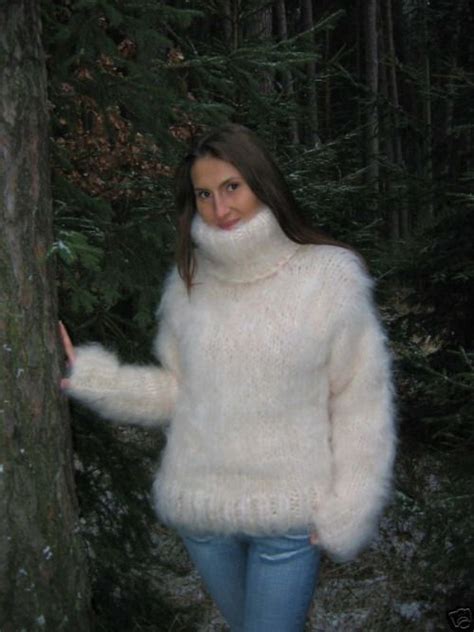 Fluffy And Bulky Mohair Lover Turtleneck Sweater Dress Fashion Sweaters