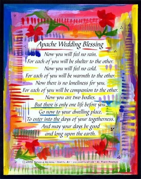 Apache Blessing Wedding Blessing Wedding Anniversary Poems Blessed