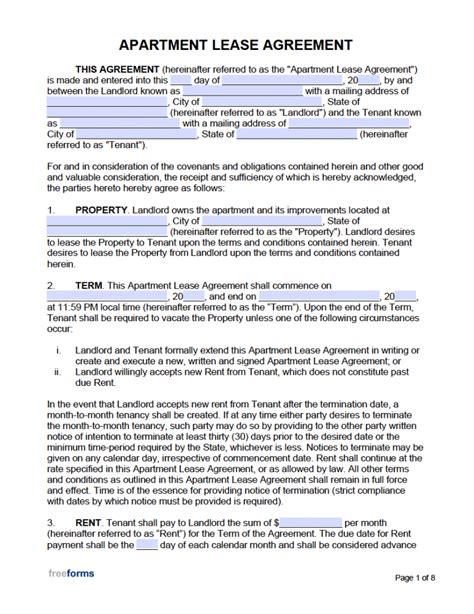 Free Printable Apartment Rental Agreement Printable Templates