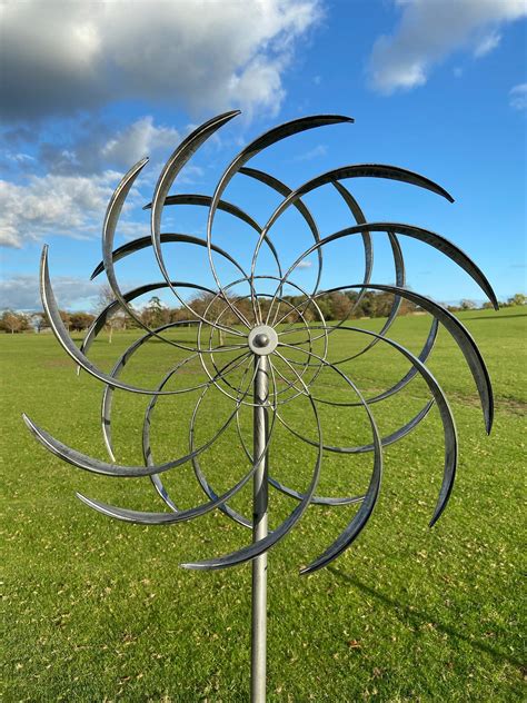 Wembury Wind Sculpture Spinner Silver Etsy Uk In 2022 Wind Sculptures Wind Spinners Wind