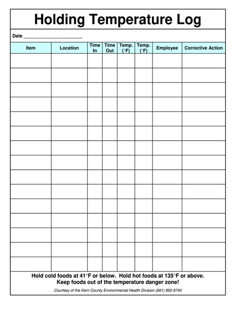 Hot And Cold Holding Temperature Log Fill Out Sign Online DocHub