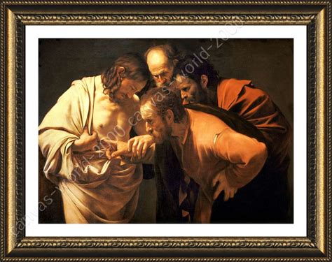 Doubting Thomas By Caravaggio Framed Canvas Wall Art Artwork Giclee