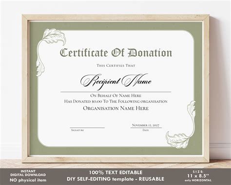 Certificate Of Appreciation For Donation Template