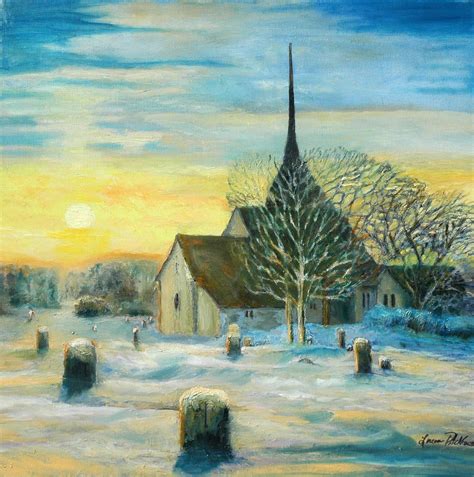 Winter Church Winter Scene Winter Landscape Oil Painting Etsy Oil