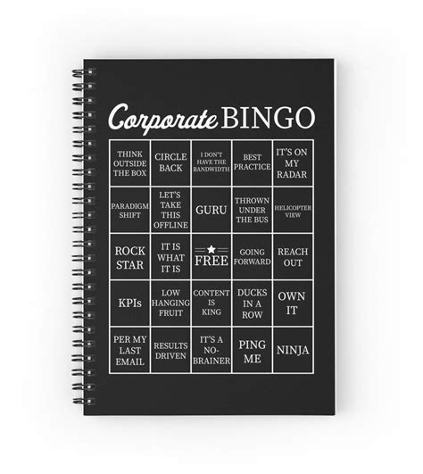 Corporate Jargon Buzzword Bingo Card Spiral Notebook By Itsrturn Bingo Cards Buzzword Bingo