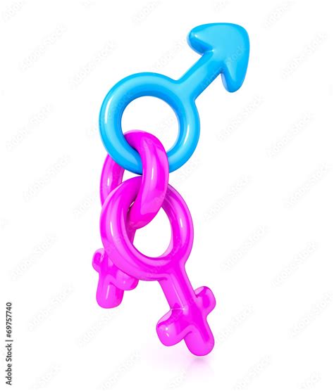 Polygamy 3d Concept Female Symbols With One Male Symbol Stock
