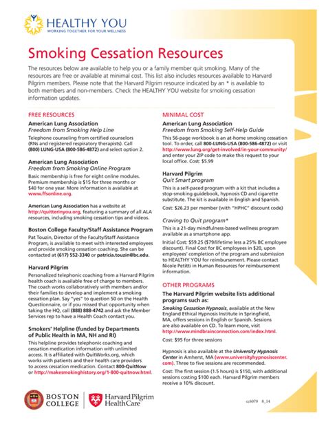 smoking cessation resources free resources minimal cost american lung association
