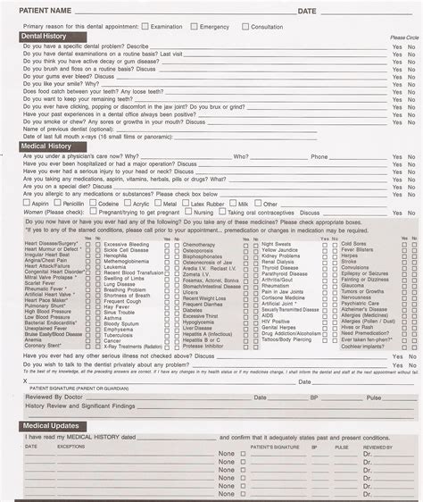 Free Printable Medical History Template