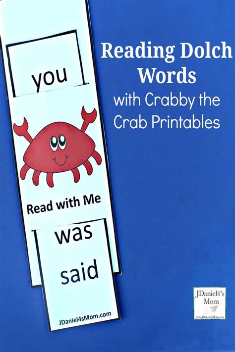 Reading Dolch Words With Crabby The Crab Printables This Set Of Free