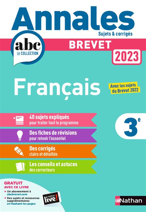 Annales Abc Du Brevet 2023 Français 3e Sujets Et Corrigés Fiches