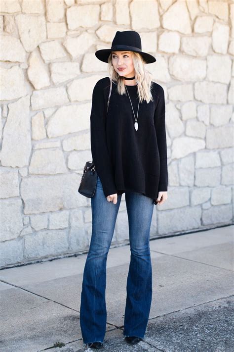 Flare Jeans Carried Over To Winter Love Lenore Jeansoutfit Black
