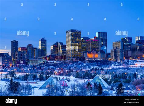 The Edmonton Skyline In Winter Edmonton Alberta Canada Stock Photo