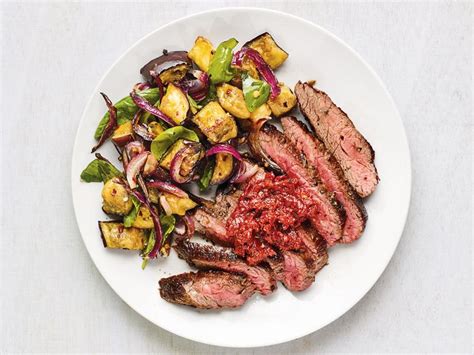 flank steak with balsamic roasted eggplant recipe food network kitchen food network