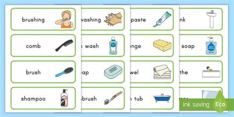 Keeping Clean Word Cards Word Cards Vocabulary Cards Personal