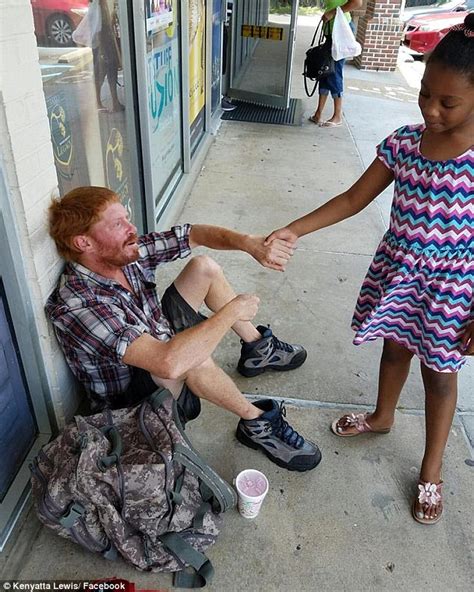 Young Girl Praised After Comforting A Crying Homeless Man Before Giving Him Her Allowance
