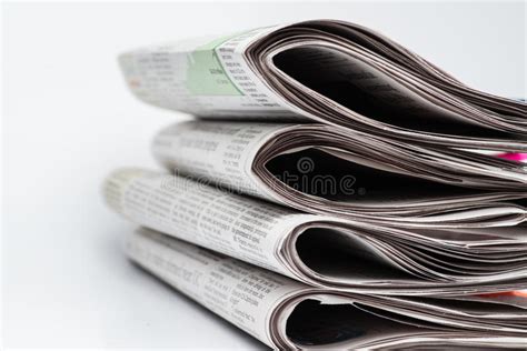 Close Up Of A Stack Of Folded Newspapers Editorial Stock Image Image