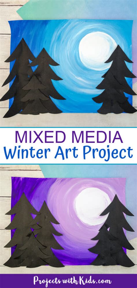 Mixed Media Winter Art Project For Kids Projects With Kids